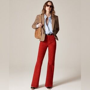 J Crew Cherry Red Corduroy Midrise Favorite Fit Flare Pants Women's Size 10 TALL